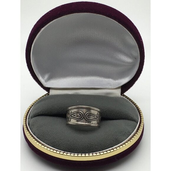 Jewelry - Egyptian Sterling Silver Ankh Ring Band Band Size 10 Thumb Ring Adjustable